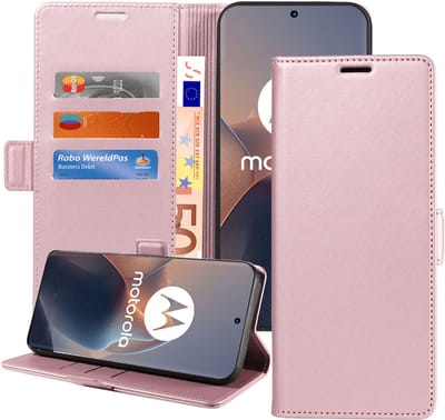 Book Case geschikt voor Motorola Edge 50 Neo / Edge 60 Neo Hoesje - Magnetische Sluiting - Portemonnee Rose