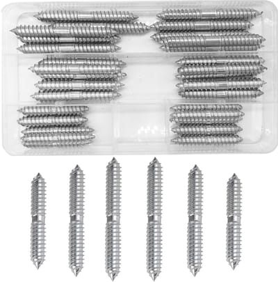 Dailygoods- Dubbelzijdige Schroef 30 Stuks - M8 - Gegalvaniseerd - Houtbewerking - Meubelconnector - Koolstofstaal - Lengte 50/60/70 mm - Schroeven