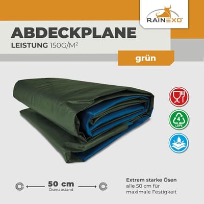 Afdekzeil - Beschermzeil Zeil - Tuin Bescherming - Scheurvast 150 gr/m2 - 2 x 3 meter - Groen Blauw