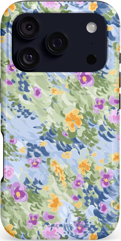 Casetastic hoesje geschikt voor Apple iPhone 17 Pro - MagSafe - Dubbellaagse bescherming - Vijver briesje - Fashion Case - Lichtgrijs Zand Saliegroen Lila