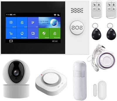 Alarmsysteem Kit - Beveiligingssysteem Inbraakalarm - Huis Beveiligen - App Bediening Rookmelder - 4.3 Inch Scherm - Wit