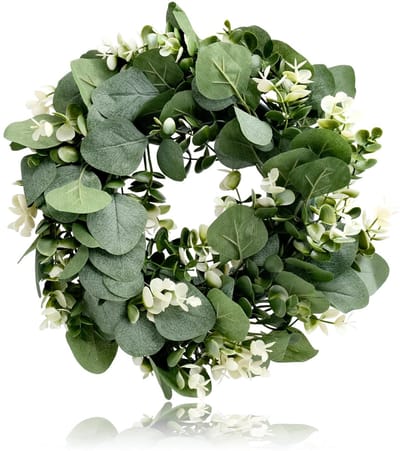 Deurkrans van kunstmatige eucalyptus, hangende decoratieve krans voor bruiloft, feest, tuin, deur, raam en open haard, kunstplant decoratie (30 cm)