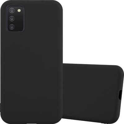 Cadorabo Hoesje geschikt voor Samsung Galaxy A03s in CANDY ZWART - Beschermhoes gemaakt van flexibel TPU silicone Case Cover