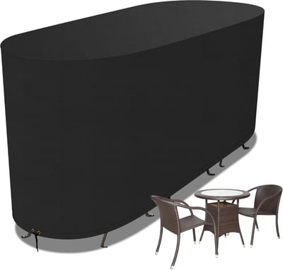 Famanu - Outdoor Tuin Grote Bistro Set Cover, Waterdicht, UV Beschermd, 420D Oxford Stof, L146 W70 H80cm, Zwart