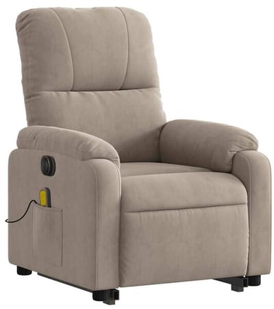 Massagestoel - Relaxfauteuil - Zetel - Sta op stoel elektrisch - Stof - 1 persoons - Met armleuning - Zeer comfortabel - Elektrisch - Taupe