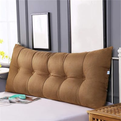 Hoofdbord Kussen - Leeskussen Bed - Comfortabel Lezen - Afneembare Hoes - 120x60x20CM - Bruin