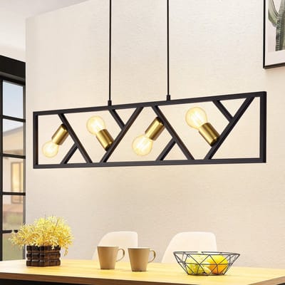 NETTLIFE Hanglamp - 4xE27 - zwart - Metaal - eetkamerlamp industrieel - excl. lichtbron - voor woonkamer | keuken | bar | eetkamer | restaurant-excl. lichtbron
