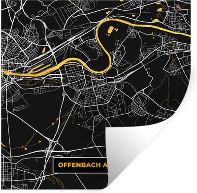 Muurstickers - Sticker Folie - Offenbach am Main – Stadskaart – Gold – Plattegrond – Stadskaart – Kaart - Duitsland - 100x100 cm - Plakfolie - Muurstickers Kinderkamer - Zelfklevend Behang XXL - Zelfklevend behangpapier - Stickerfolie