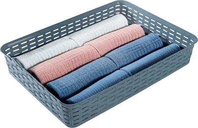 Hega Hogar Opbergmandje/ladeverdeler - denin blauw - 4.5 liter - kunststof - 26 x 35 x 6 cm - kastmandjes - manden
