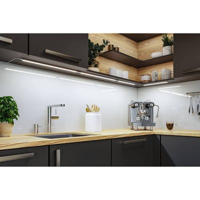 LED-onderkastverlichting Inline Uitbreidingsset 3000K dimbaar 2x4W 350x26 mm 2x350lm 24V Chroom mat