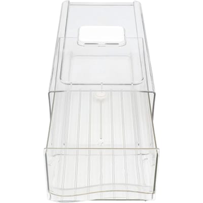 Koelkastcontainers Voedselkwaliteit Transparante Voorraadkast Opbergbak Stapelbare Classificatie Opberglade S white