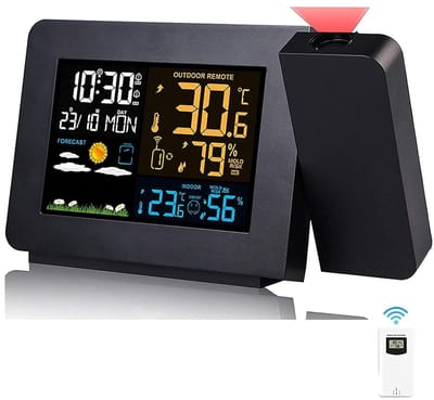Draadloos weerstation - Thermometer hygrometer, projectie weerstation, RCC radio klok, dubbel alarm