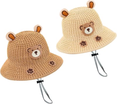 Kinder Zonnehoed - Strandhoed Meisjes - Bescherming Tegen Zon - Verstelbare Kinband - 54 cm Hoofdomtrek - Khaki Beige