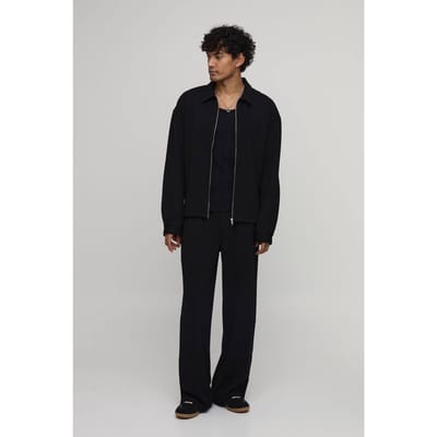 Jersey Visgraat Regular Ritssluiting Harrington & Baggy Broek Set | Black | Size XS