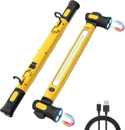 Werklamp - Werkplaatslamp - Inspectielamp met Magneet - Werklamp Oplaadbaar - Werklamp Led Oplaadbaar Magnetisch - Multifunctionele Werklamp Voor Buiten - Geel