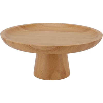 Eenvoudige Hoge Fruitschaal Huishouden Massief Hout Rond Hoog Fruit Taartplateau Hoge Fruitkom Houtkleur L