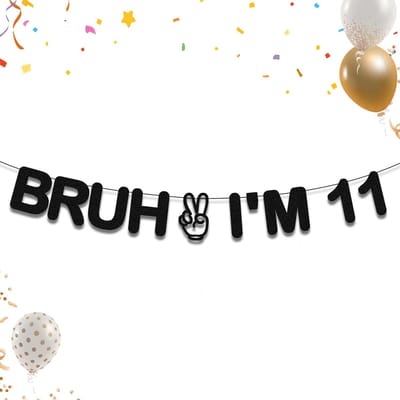 Dailygoods - Bruh I'm 11 Banner, 11e Verjaardag Versiering Jongens, Happy Birthday Slinger Zwart, Grappige Verjaardagsdecoratie voor Tiener Jongens
