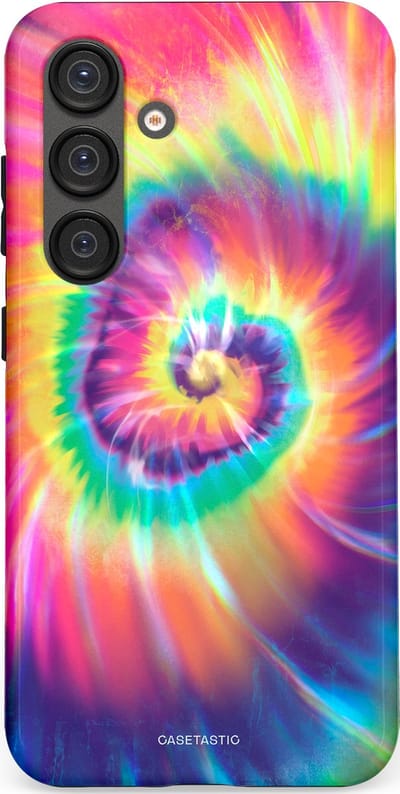 Casetastic hoesje geschikt voor Samsung Galaxy S25 - Dubbellaagse bescherming - Kleurrijke draaikolk - Fashion Case - Donkerblauw Roze Goud Lavendel
