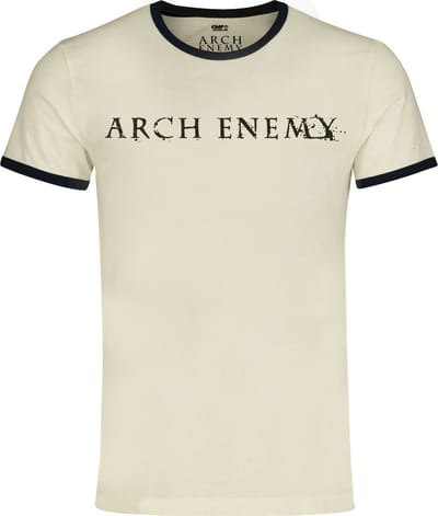 Arch Enemy Logo - Ringer Shirt Heren T-shirt - gebroken wit - S