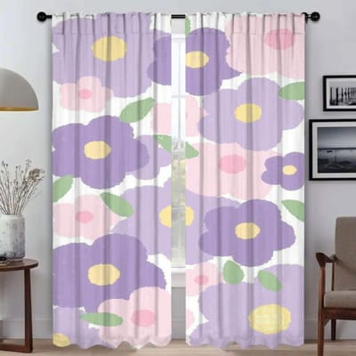 Tule voor Slaapkamer Leuke Bloemen Anti-muggen Gordijnen voor Camera Shades Verduisterende Gordijnen 2 Stuks Scheidingswand Woonkamer Gordijn W50xH70cmx2pcs-CL
