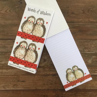 Alex Clark Magnetic Notepad or To-do list ~ Magnetisch Notitieblok Uilen 'Words of Wisdom'