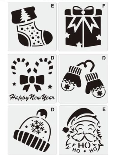 Akyol - Tekensjablonen - 6 stuks - kerst - knutselen - stencils - kerst stencils - feestdagen - sjablonen- merry christmas - kerstversiering - kerst decoratie - feestdagen - kerstboom - kerstman - sjablonen voor kerst