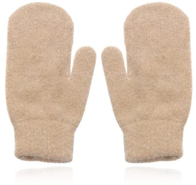 LGT JWLS Beige Gebreide Dameswanten - Luxe Konijnenbont Look