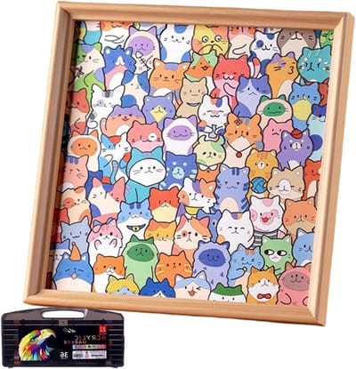 Houten Puzzel - Kinderpuzzel Knutselset - Leren en Knutselen - Inclusief Fotolijst - 30x30cm - Multicolor