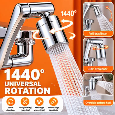 Grijs Kraanverlengstuk 1440° Draaibaar – Universele Kraansproeier met Beluchter | Flexibele Kraanverlenging voor Keuken & Badkamer
