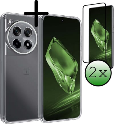 Hoesje Met 2x Screenprotector - Geschikt voor OnePlus 12R - Sterk & Shockproof - Back Cover - Siliconen Case - Telefoon Hoes - Transparant