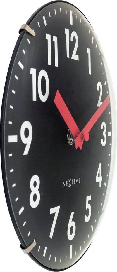 NeXtime Duomo Mini – Tafel/Wandklok – 20 cm – Koepelvormig Glas – Zwart – Stil