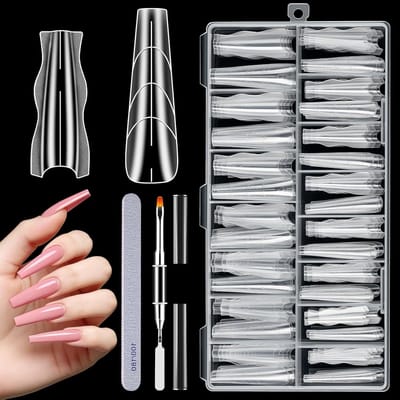 180 Stuks Transparante Dubbele Nagelvormen voor Nagelverlenging met Polygel, Set voor Perfecte Nageltips en Creatieve Nageldesigns