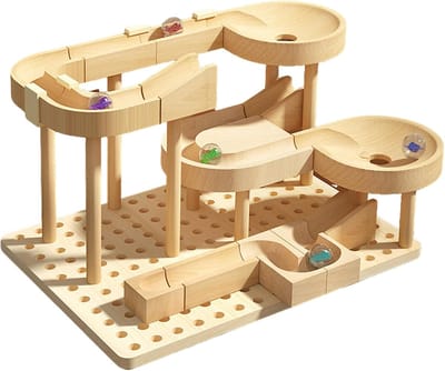 Bouwspel Knikkerbaan - Educatieve Racebaan - Logisch Denken Trainen - Modulair Ontwerp - 25 x 17 cm - Kleurrijk