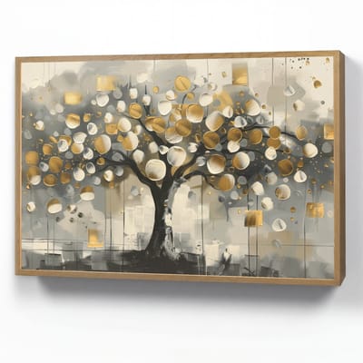 Wandlamp 90x60 cm - Oplaadbaar - Boom - Abstract - Beige - Goud - Zwart - Wandlampen binnen woonkamer - Slaapkamer lamp - Decoratieve nachtlamp - Vloerlamp draadloos