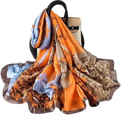 Chic Zijden Sjaal voor Vrouwen met Vintage Bloemen Patroon - Lange Strand Wrap voor Zonbescherming
