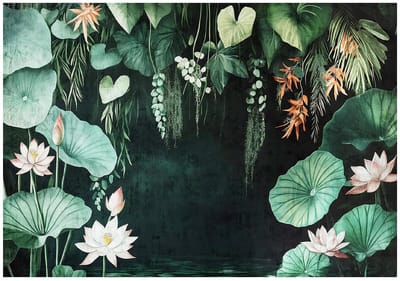 WALLARENA - Fotobehang - 150x105 cm - Fototapete met groene bladeren in bloemen voor slaapkamer in salon, vliesbehang