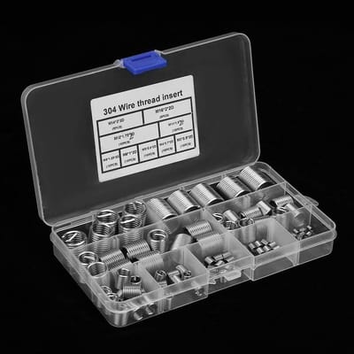 Dailygoods- Draadinsert Roestvrij Staal 304 - Schroefdraad Reparatie - Assortiment Kit - M5/M6/M8/M10/M12/M14/M16 - 50 Stuks - Slijtvast en Betrouwbaar - Schroefdraadinsert