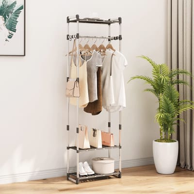 vidaXL - Kledingrek - 3-laags - 59x29x192 - cm - aluminium - zilverkleurig