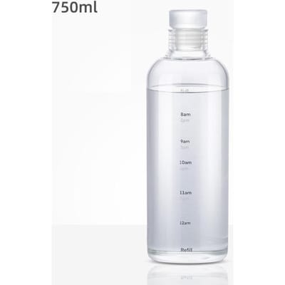 Tasse en Verre 500/750ml avec Marqueur de Temps Créatif Grande Capacité Bouteille à Boisson Étanche Transparent Wate Pichet Portable Jus 500-750ML