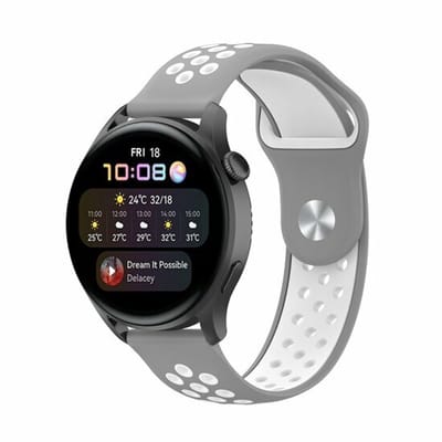 By Qubix - Sport Edition Siliconen band - Grijs + wit - Geschikt voor Xiaomi Redmi Watch 5 Active / Redmi Watch 5 Lite