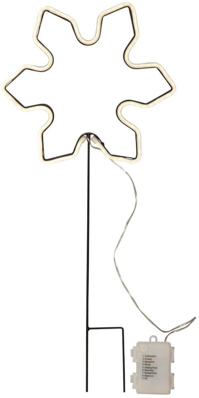 Star Trading buitenlantaarn 'Neonsnowflake' met kerstsneeuwvlok, op batterijen, timer, wit licht, H 60cm