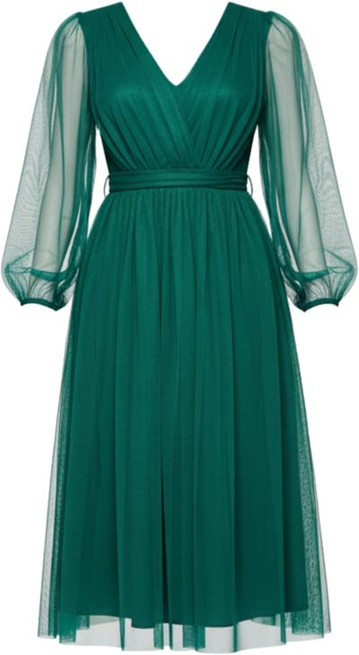 LARICA Jurk - Viscose - Rits - Effen Groen S