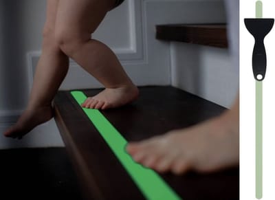 Fluorescerende antislip strepen oplichtende stickers voor trap, nagloeiend plakband, XXL (75 x 3 cm), voor binnentrappen, antislip stickers, 18 stuks