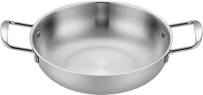 Roestvrijstalen Steelpan – Maat 18cm – Zilverkleurig – Droge Pot voor Thuis Koken – Geschikt voor Zeevruchten en Rijst – Paella Pan – Picknick Snackbord – Kookgerei met Handvat