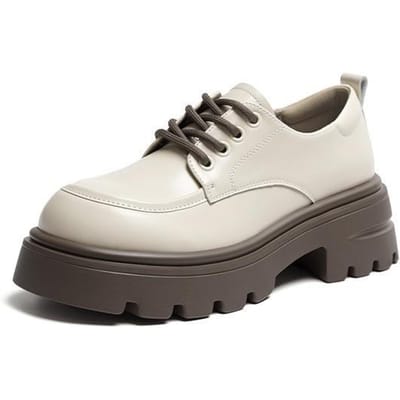 Damesschoenen Lente nieuwe veterschoenen Veelzijdige damesschoenen in preppy stijl Platform leren schoenen 40 wit