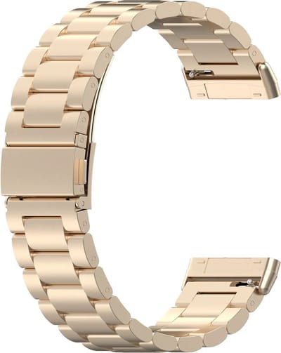 New Age Devi - Stalen Schakel Kralen Band - Rose Rood - Geschikt voor Fitbit Versa 3 Sense - One Size - Horlogebandje Armband