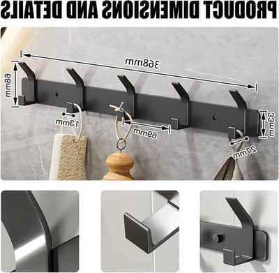 Set van 2 Wandjassenhaken met 5 Haken - Metalen Kledinghaken voor Slaapkamer, Badkamer en Keuken - Ideaal voor Organisatie en Ruimtebesparing
