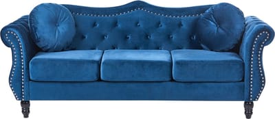 SKIEN - Chesterfield bank 2-zits - Marineblauw - Fluweel