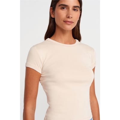 Dames Slim Fit Katoenen Crop T-shirt