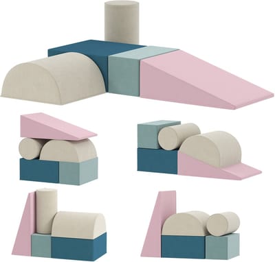 AIYAPLAY Kids Soft Play Set-Samt, 30D PU-Schaum-61L x 41B x 60H cm-Mehrfarbig